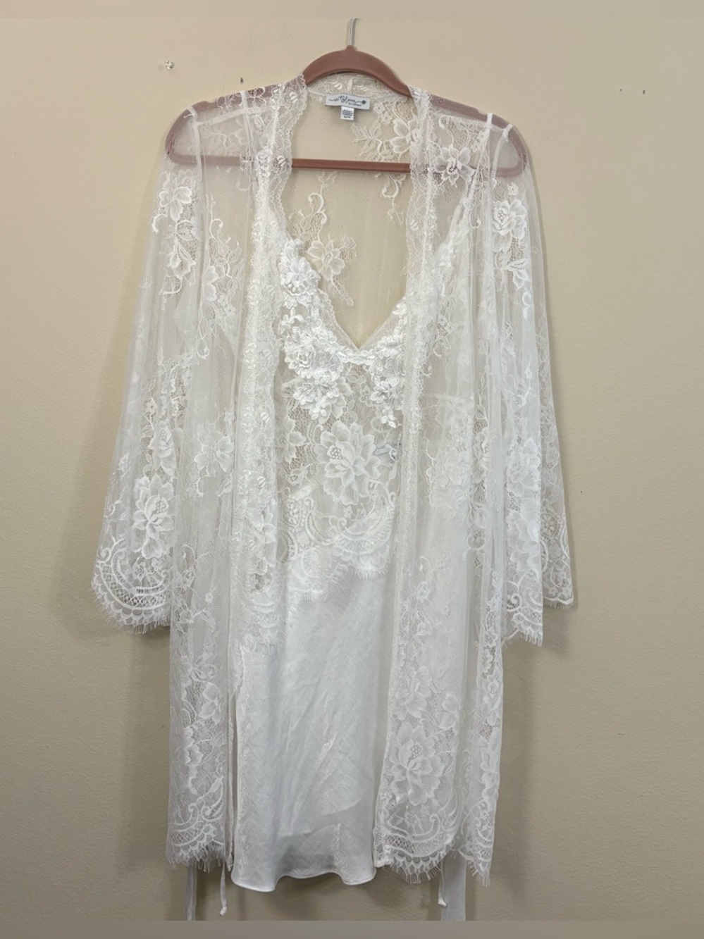 In Bloom By Jonquil lingerie womens XL Lace Scalloped bridal Coordinating Robe